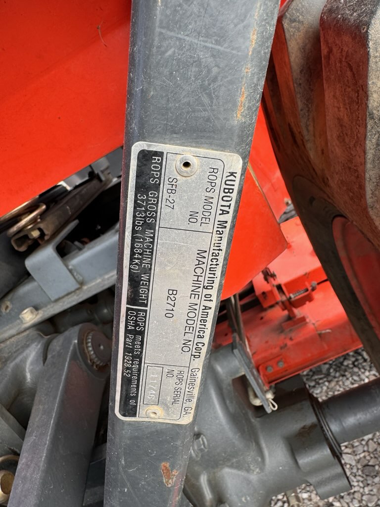 KUBOTA MOWER SERIAL PLATE